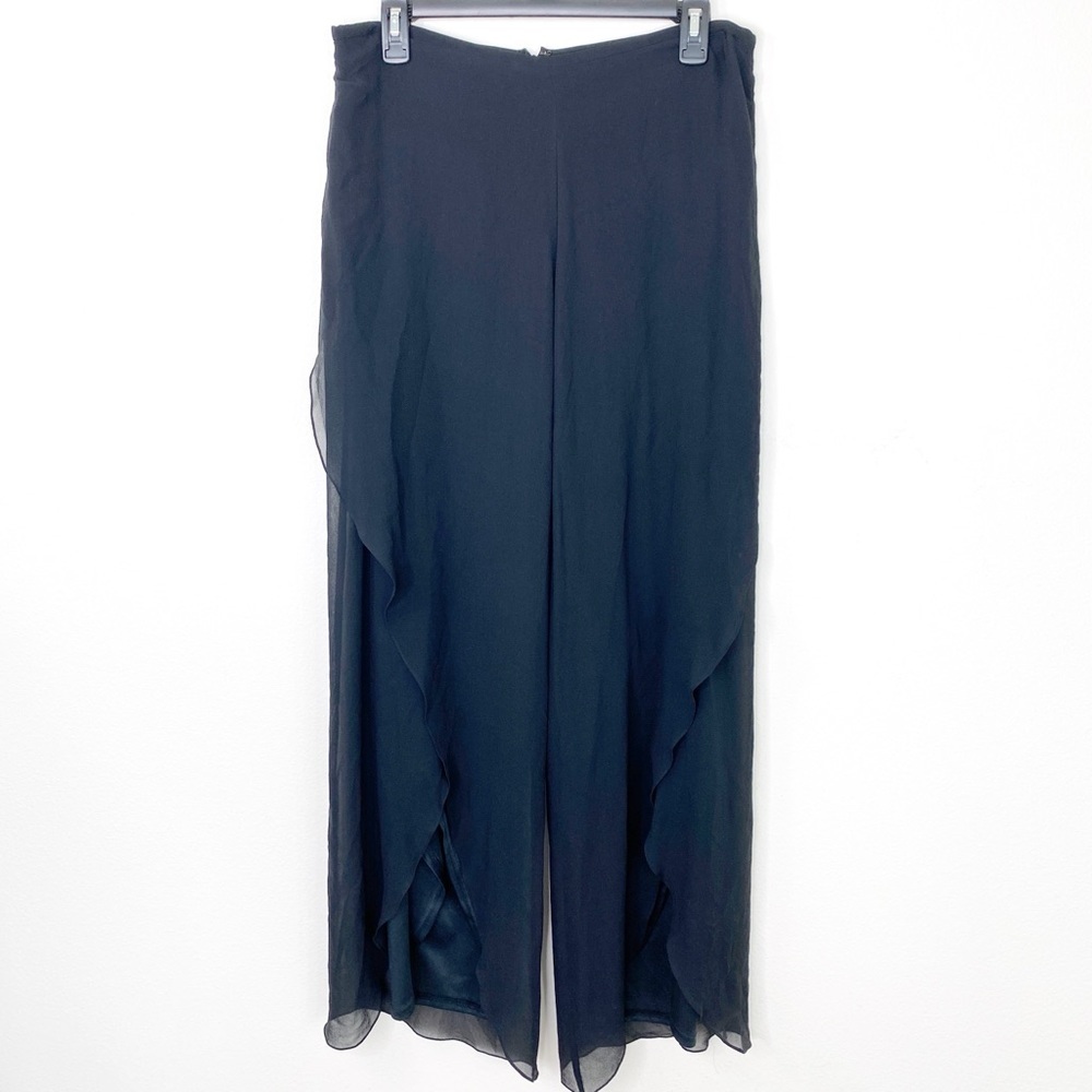 Vintage Tadashi Black Chiffon Lined Palazzo Pants